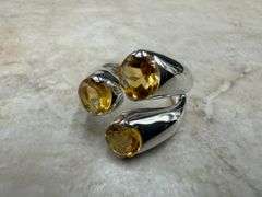 Sterling Silver Natural Gemstone Citrine Ring Size 10