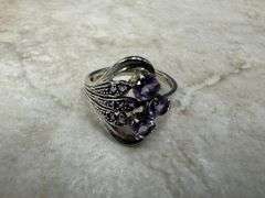 Sterling Silver Natural Gemstone Amethyst Ring Size 6