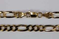 22k Yellow Gold Plated Men's 6.5mm Solid .925 Sterling Silver Flat Figaro Chain Link Italy Necklace 18"