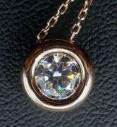 14 Kt Rose Gold Plated. 1 Ct Fire Moissanite Pendant
