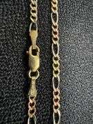 10k Gold Rose White Yellow Tri Color Solid Pave Figaro Link Chain 2.6mm Necklace 26"
