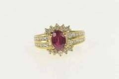 14K Yellow Gold 1.65 Ctw Tourmaline Diamond Halo Engagement Ring