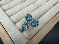 Sterling Silver Natural Gemstone Blue Topaz Ring Size 6