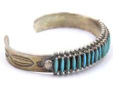 Vintage 925 sterling silver signed Turquoise cuff bangle