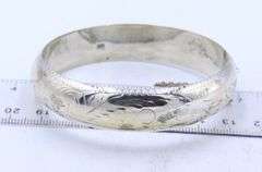 925 Sterling silver engraved floral design bangle