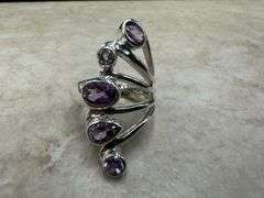 Sterling Silver Natural Gemstone Amethyst Ring Size 8