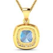 14KT Yellow Gold 1.70ct Aquamarine and Diamond Pendant with Chain