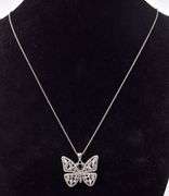 Sterling Silver CZ Butterfly Pendant Necklace