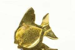 18K Yellow Gold Blue Green Enamel Garnet Eyed Fish Lapel Pin/Brooch