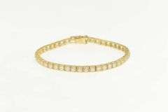 14K Yellow Gold Classic Squared Round Cut CZ Tennis Bracelet