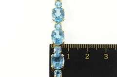 14K Yellow Gold Oval Blue Topaz Statement Classic Bracelet