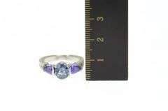 Platinum 3.12 Ctw Sapphire Amethyst Etched Engagement Ring