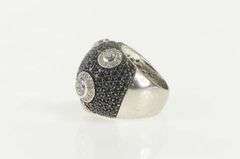 Sterling Silver Pave White & Black Cubic Zirconia Domed Ring