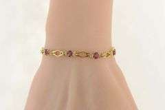 18K Yellow Gold 4.94 Ctw Ruby Diamond Honeycomb Tennis Bracelet