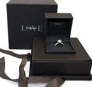 Vera Wang 1.00ctw Pear and Round Diamond Double Frame Engagement Ring in 14K W/Box