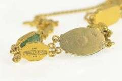 24K Yellow Gold Ornate Carved Chinese Jade Flower Bracelet