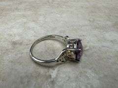 Sterling Silver Natural Gemstone Amethyst Ring Size 10
