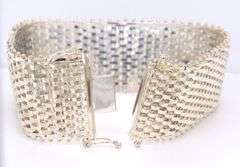 925 Sterling silver wide silver link bracelet