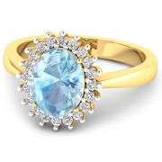 14KT Yellow Gold 0.96ct Aquamarine and Diamond Ring