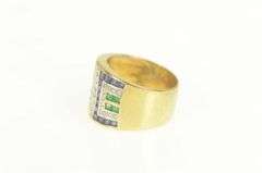 18K Yellow Gold 4.29 Ctw Diamond Ruby Sapphire Statement Ring