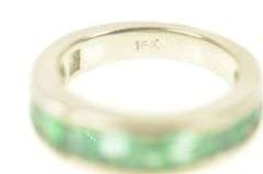 18K White Gold 3.28 Ctw Natural Emerald Wedding Band Ring