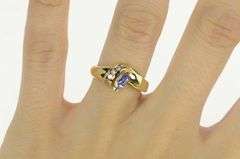 14K Yellow Gold Marquise Tanzanite Diamond Accent Statement Ring