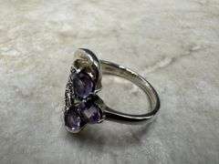 Sterling Silver Natural Gemstone Amethyst Ring Size 6