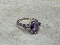 Sterling Silver Natural Gemstone Amethyst Ring Size 8