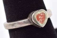 Sterling Silver Coral Gemstone Ring