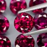 Premium 6.85ct round cut cherry red Garnet set