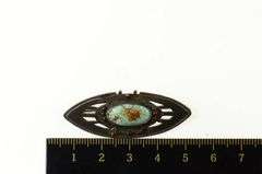 Sterling Silver Ornate Turquoise Marquise FT Sheridan Pin/Brooch