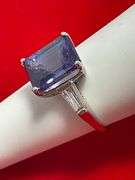 PLATINUM DIAMOND AND TANZNITE RING