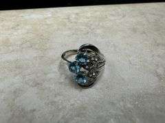 Sterling Silver Natural Gemstone Blue Topaz Ring Size 6