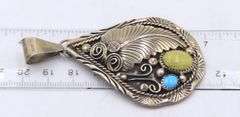 Vintage 925 sterling silver American Indian Turquoise pendant