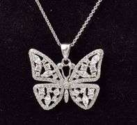 Sterling Silver CZ Butterfly Pendant Necklace