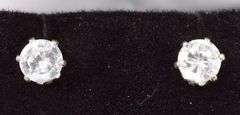 Sterling Silver CZ Gemstone Stud Earrings