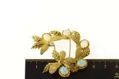 18K Yellow Gold Opal Diamond Retro Leaf Cluster Statement Pendant/Pin
