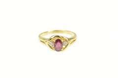 14K Yellow Gold Oval Ruby Diamond Accent Engagement Ring