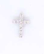 14kt White gold tiny cross diamond pendant