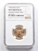 MS69 1998 $10 American Gold Eagle Error Obv Struck Thru 1/4oz Gold NGC