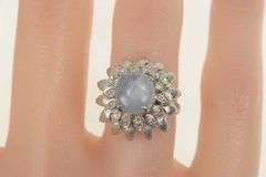 14K Yellow Gold 4.71 Ctw Blue Star Sapphire Diamond Cocktail Ring