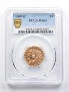 MS63 1909-D $5 Indian Head Gold Half Eagle PCGS
