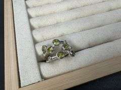 Sterling Silver Natural Gemstone Perdiot Ring Size 6