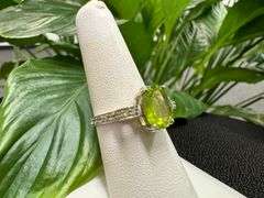 Sterling Silver Natural Gemstone Perdiot Ring Size 8