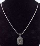 Sterling Silver Abalone and Marcasite Gemstone Pendant Necklace