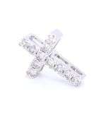 14kt White gold tiny cross diamond pendant