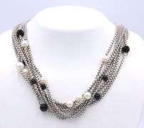 David Yurman Black onyx and pearl 8 strand necklace