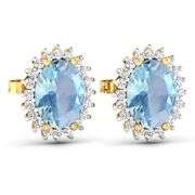 14KT Yellow Gold 1.92ctw Aquamarine and Diamond Earrings