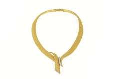 14K Yellow Gold 0.92 Ctw Diamond Woven Chain Statement Necklace