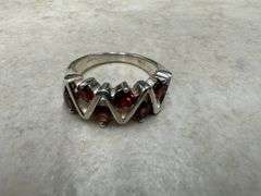 Sterling Silver Gemstone Natural Garnet Ring Size 10